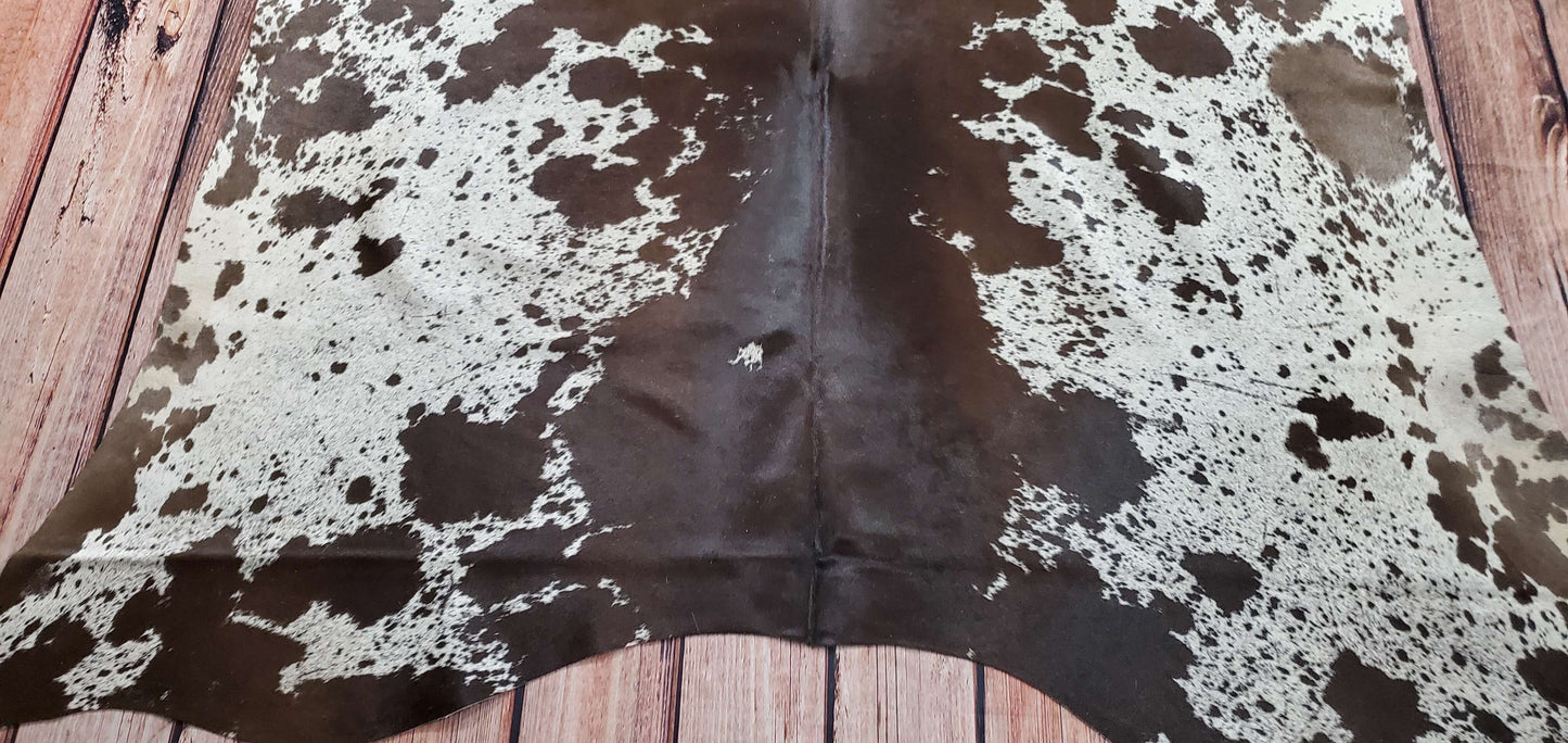 Chocolate Speckled Cowhide Rug 6.4ft x 6ft