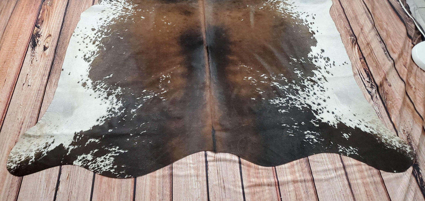 Natural Cowhide Rug Dark Tricolor 6.4ft x 6.1ft