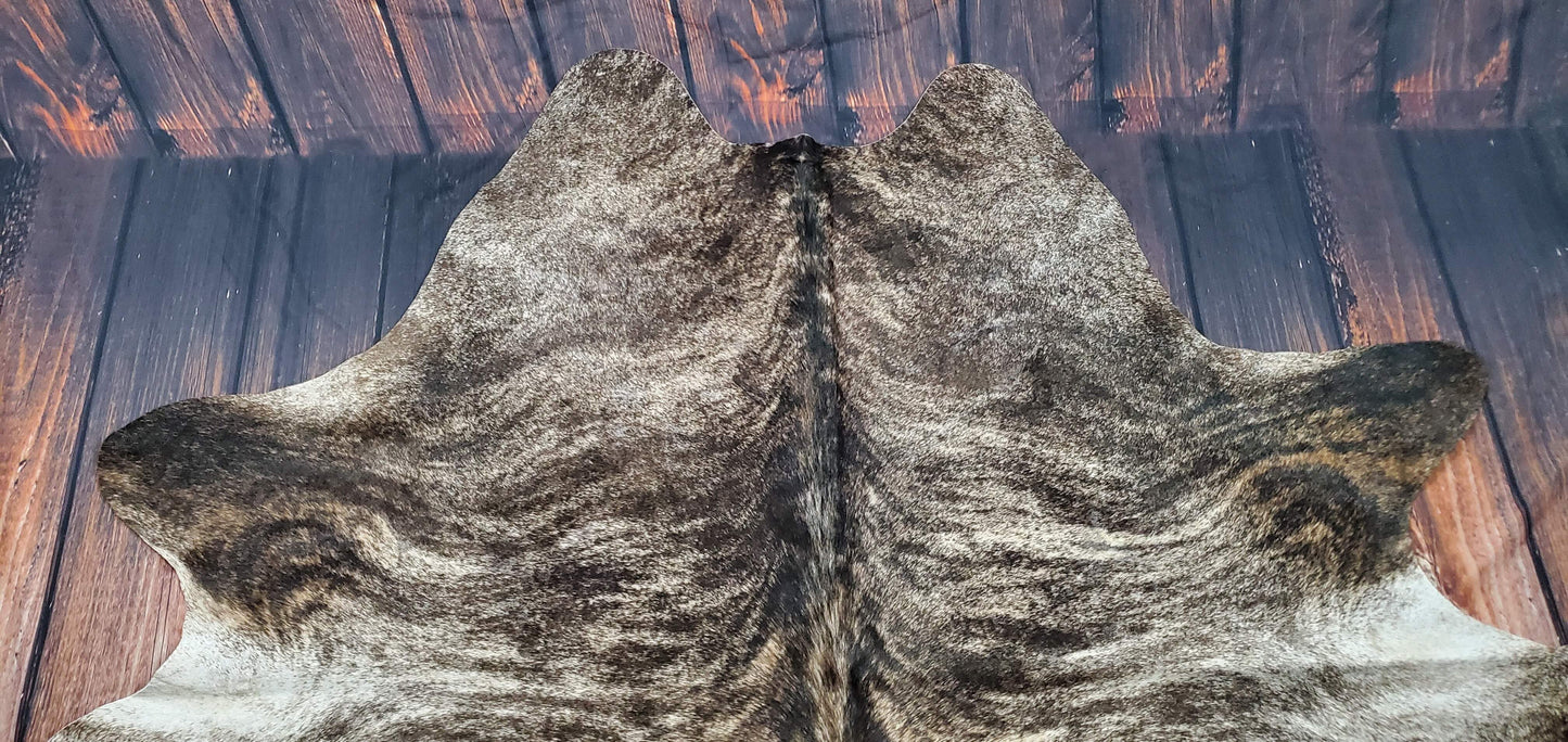 Natural Brindle Grey Cowhide Rug 6.2ft x 6.2ft