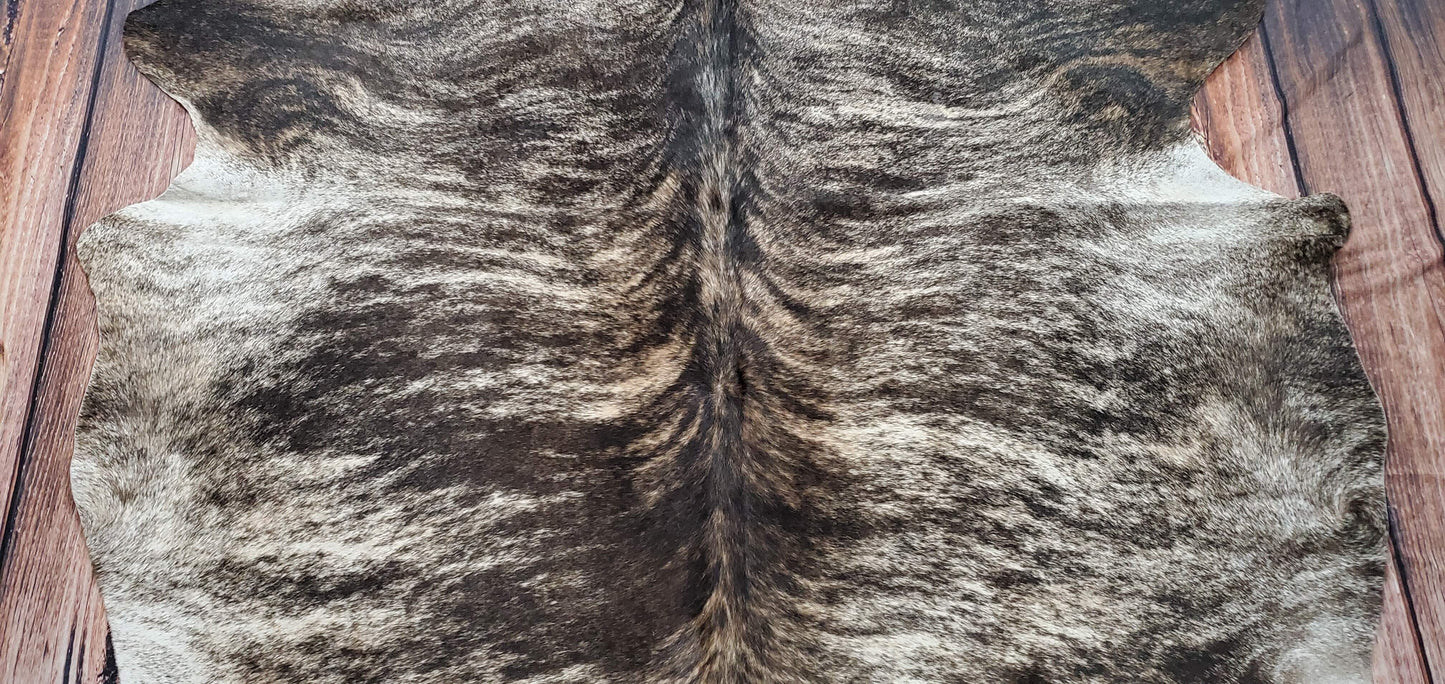 Natural Brindle Grey Cowhide Rug 6.2ft x 6.2ft