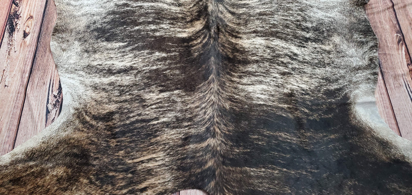 Natural Brindle Grey Cowhide Rug 6.2ft x 6.2ft