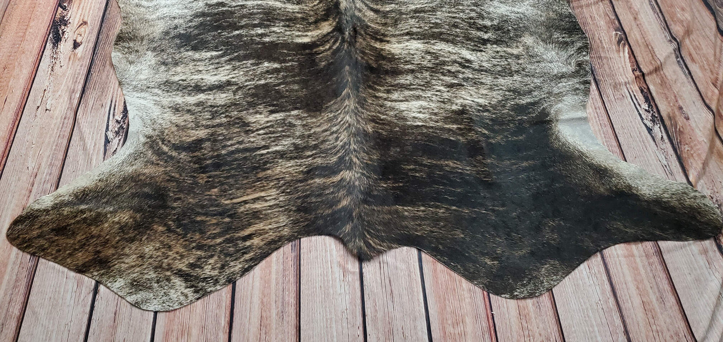 Natural Brindle Grey Cowhide Rug 6.2ft x 6.2ft