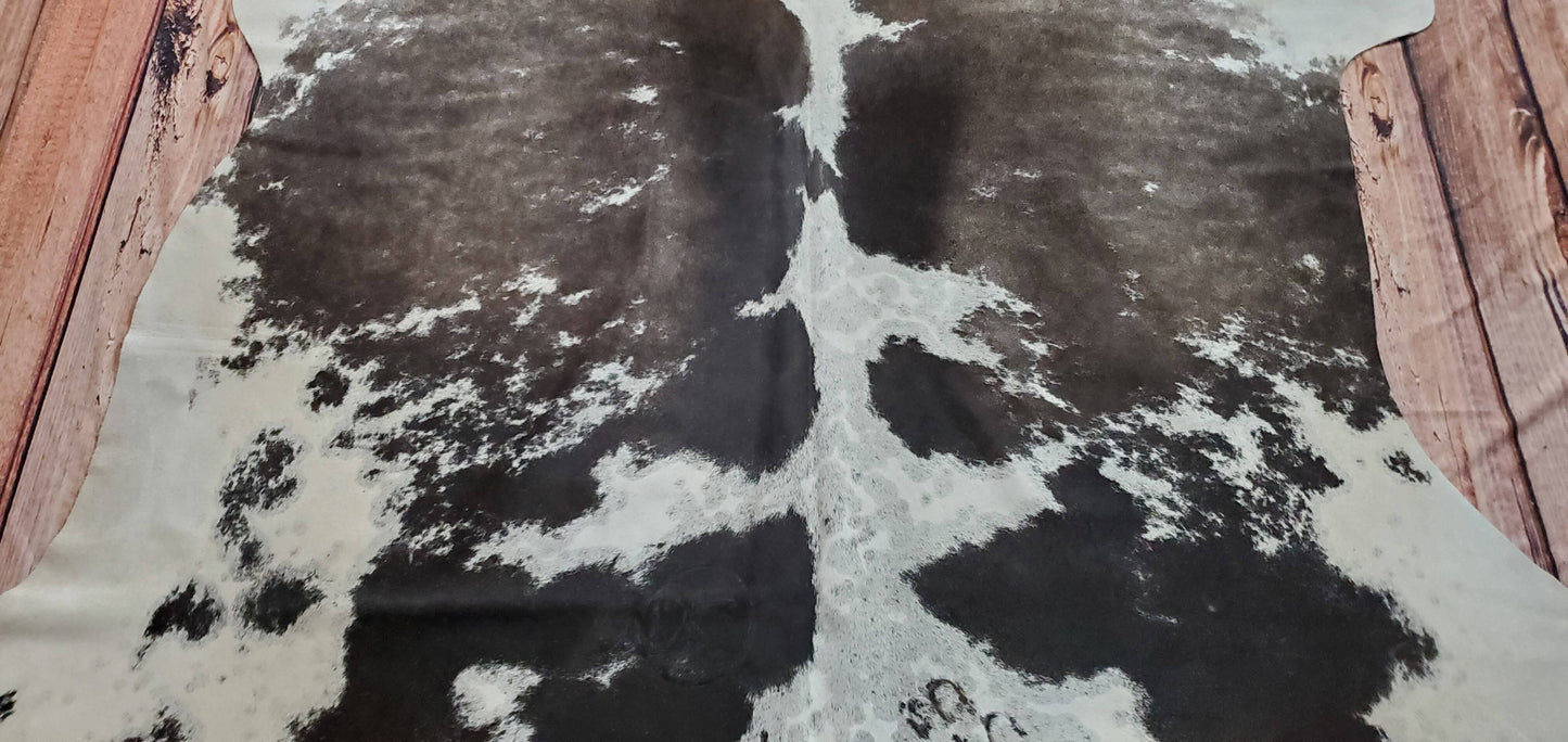 Large Grey white Cowhide Rug 8.3ft x 6.6ft