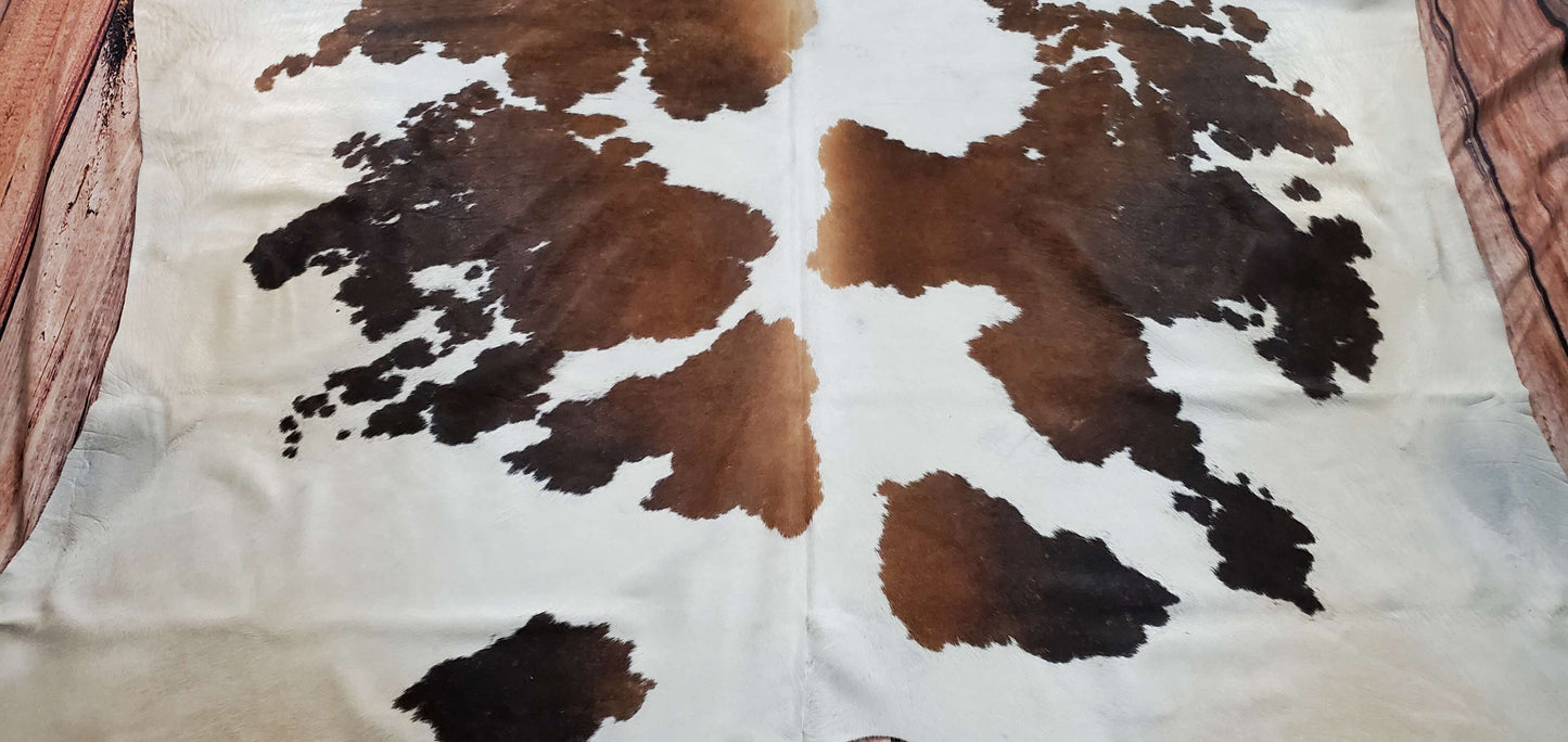 Extra Large Spotted Tricolor Cowhide Rug 8.3ft x 6.6ft