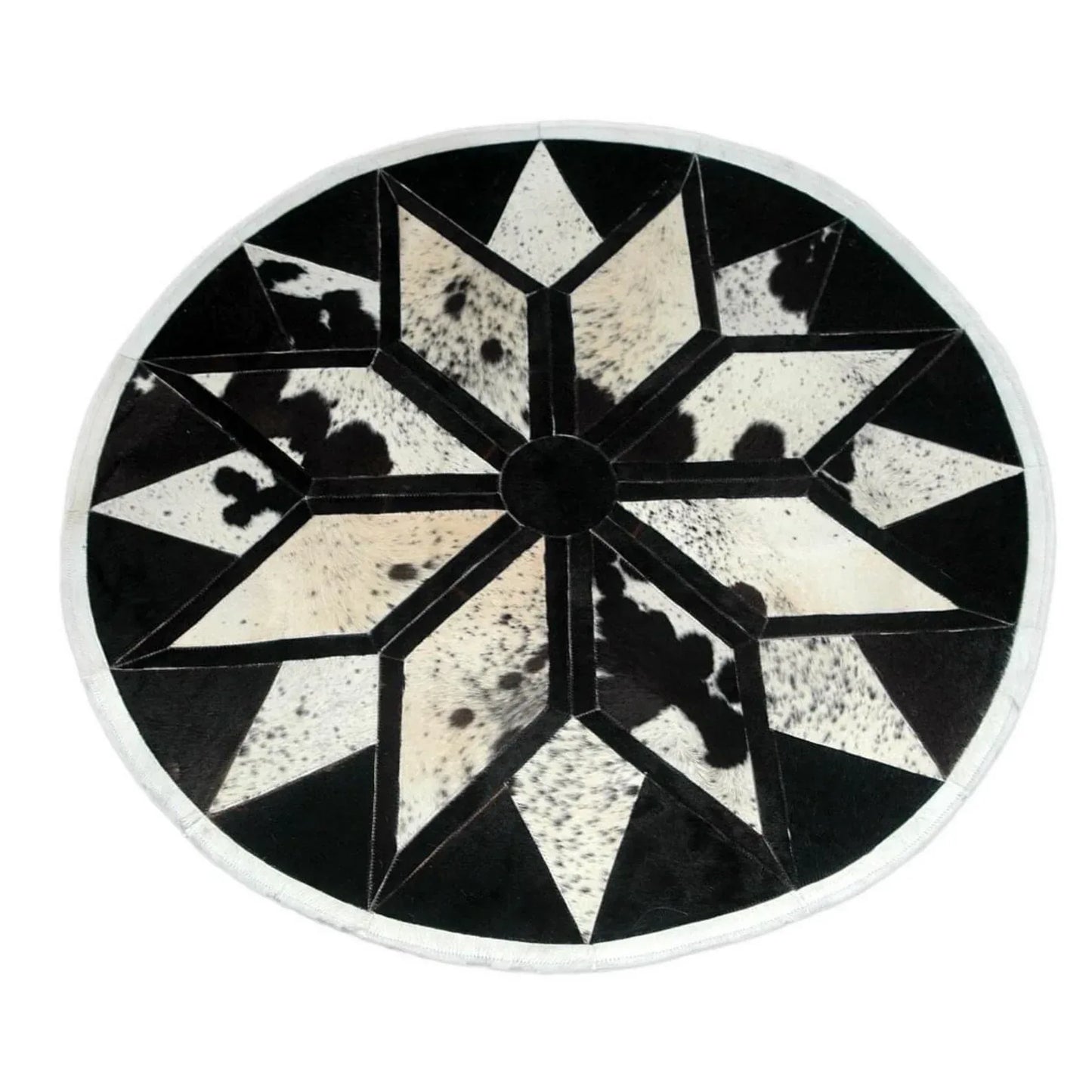 Black White Cowhide Patchwork Rug