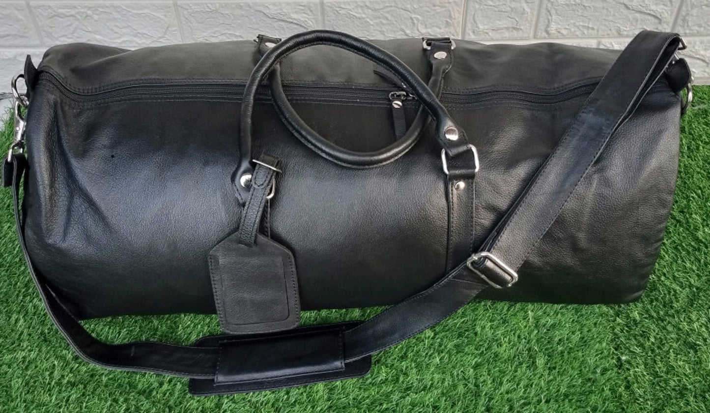 Exotic Black Leather Holdall Bag