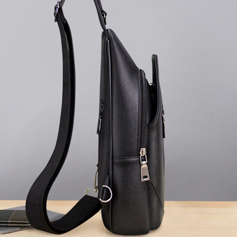 Real Leather Black Sling Bag