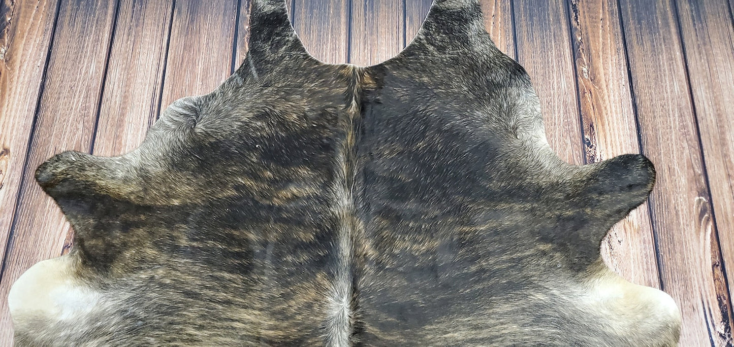 Dark Brindle Brazilian Cowhide Rug 8.3ft x 8ft