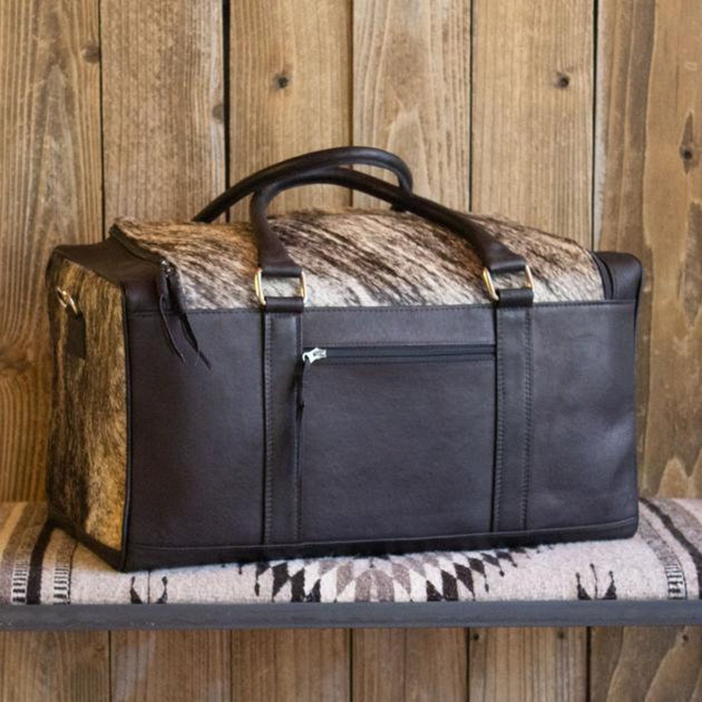 Real Cowhide Grey Weekender Bag