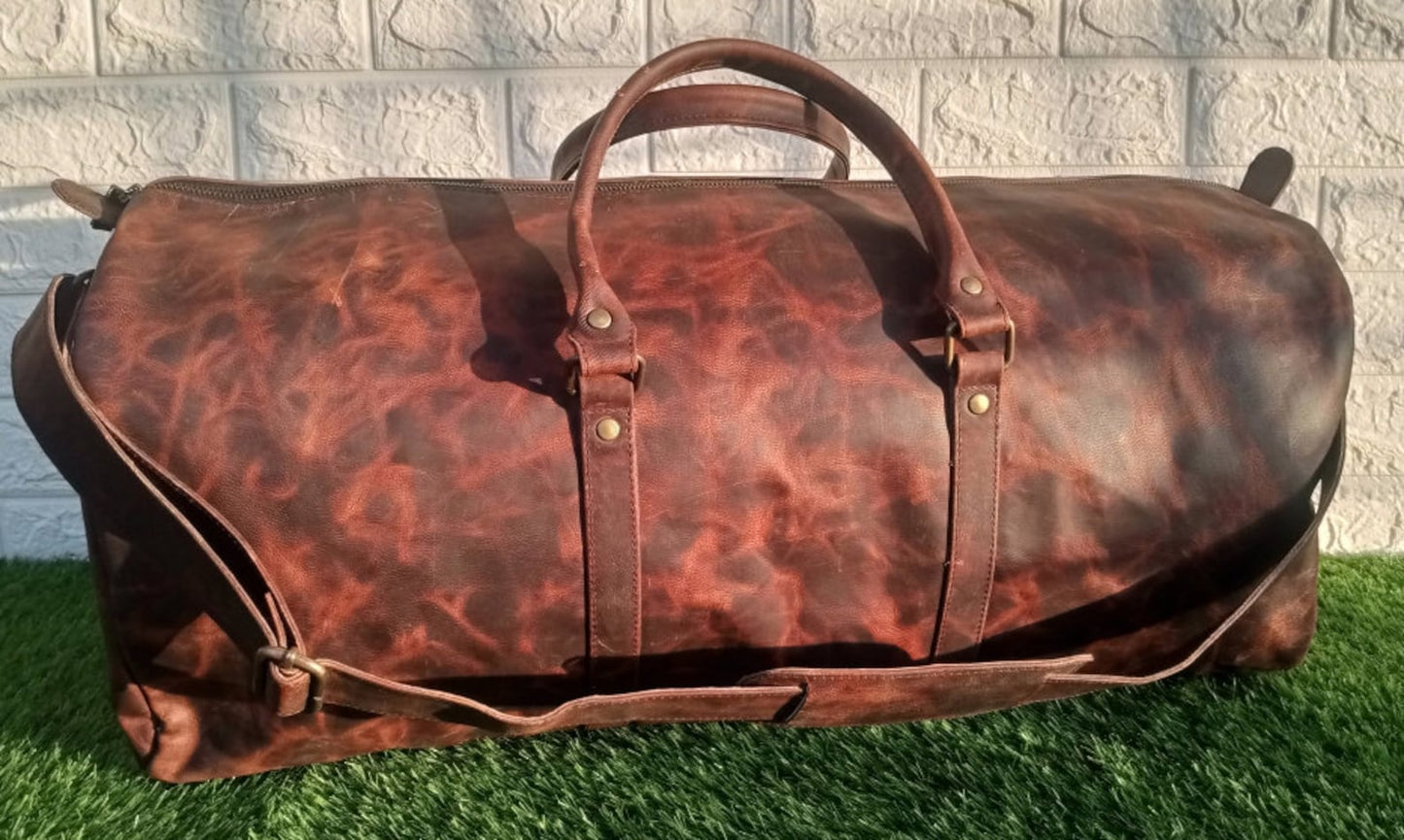 Genuine Leather Distressed Duffle Bag