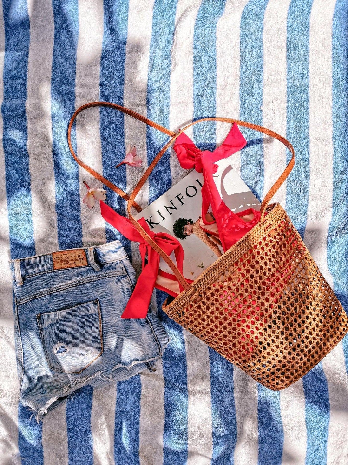 Handwoven rattan Basket Coastal Beach Style