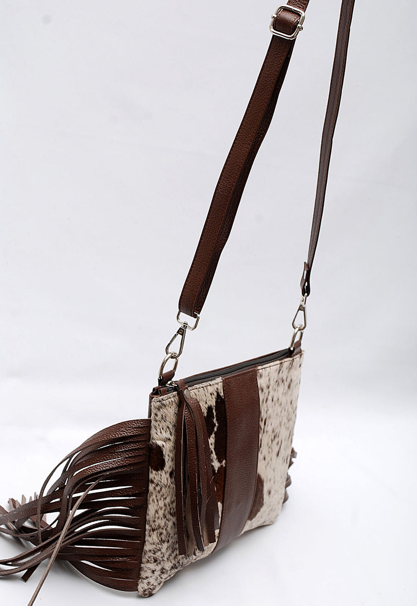 Real Cowhide Crossbody Purse With Fringes – Boho Living Room