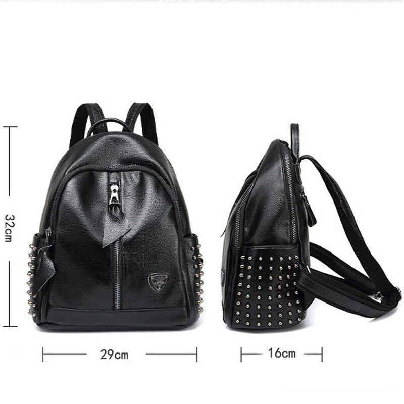 Genuine Leather Women's Black Backpack