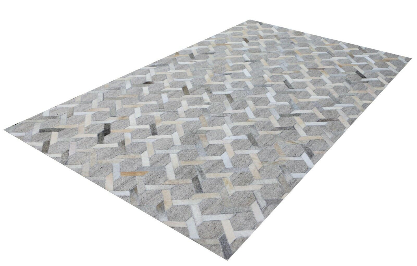 Grey Real Cowhide Patchwork Rug Carpet