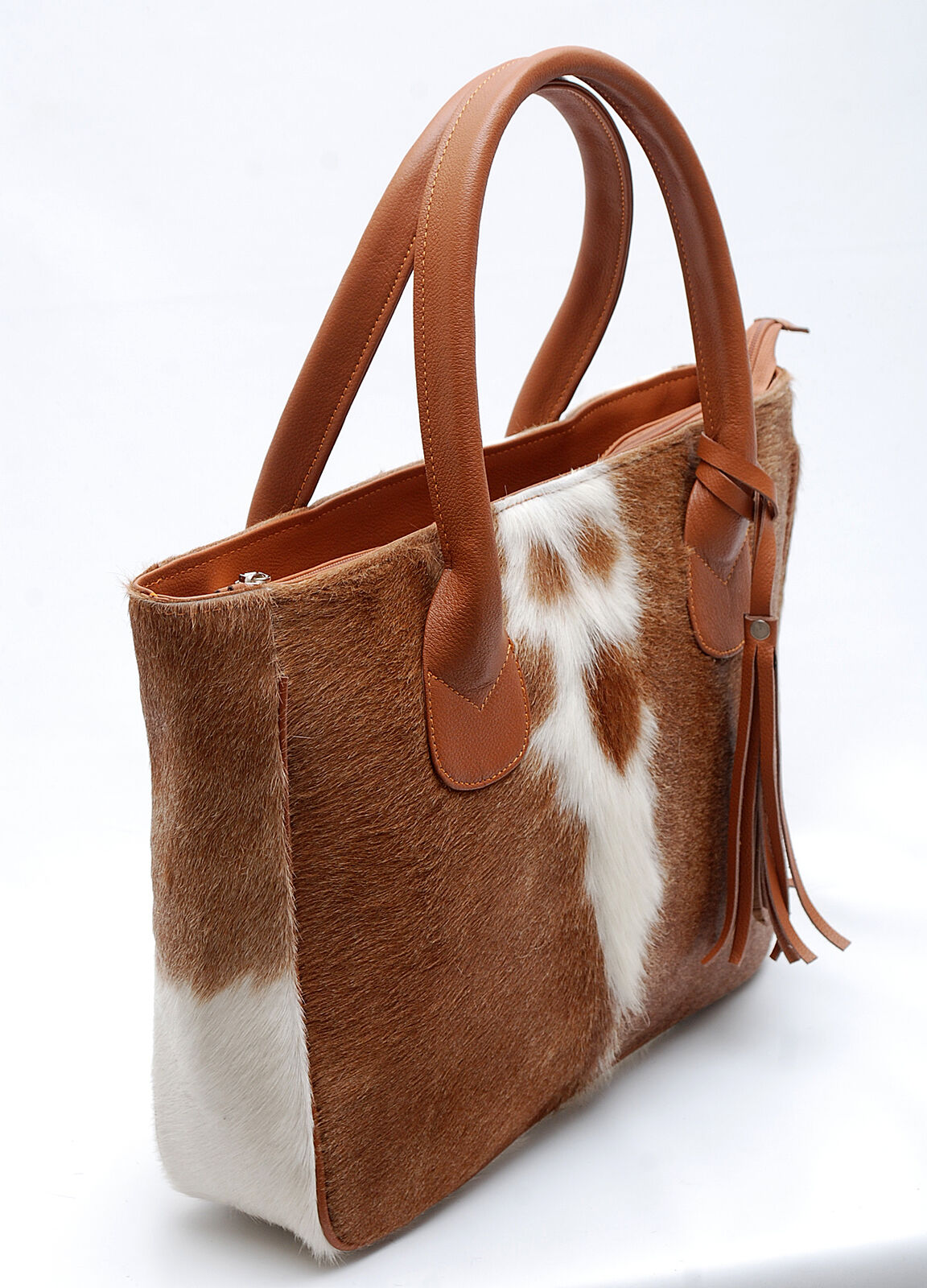 Natural Cow Hide Tote Handbag