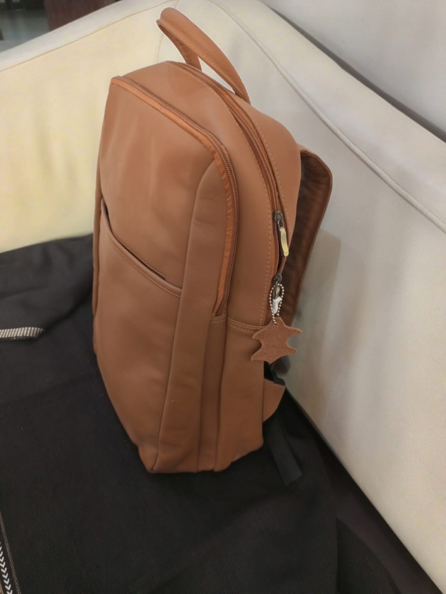 Genuine Brown Leather Laptop Backpack