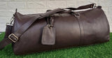 Real Dark Leather Holdall Bag