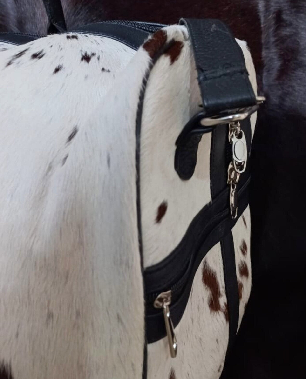 Cowhide Travel bag White Brown