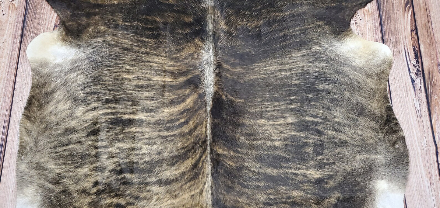 Dark Brindle Brazilian Cowhide Rug 8.3ft x 8ft