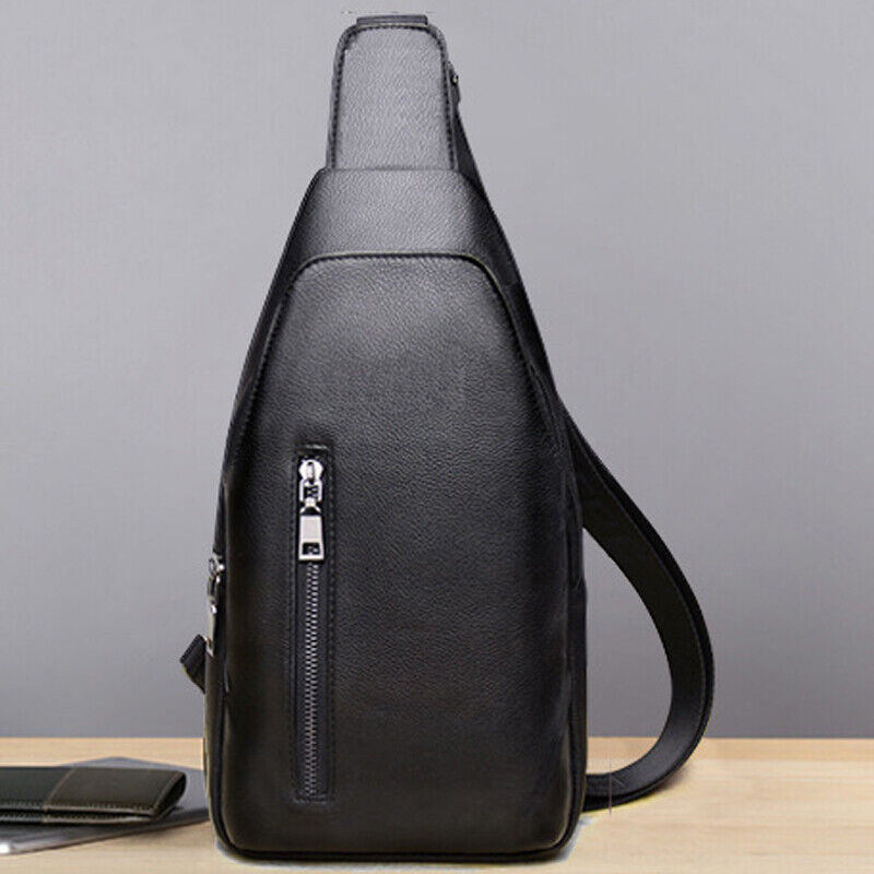 Real Leather Black Sling Bag