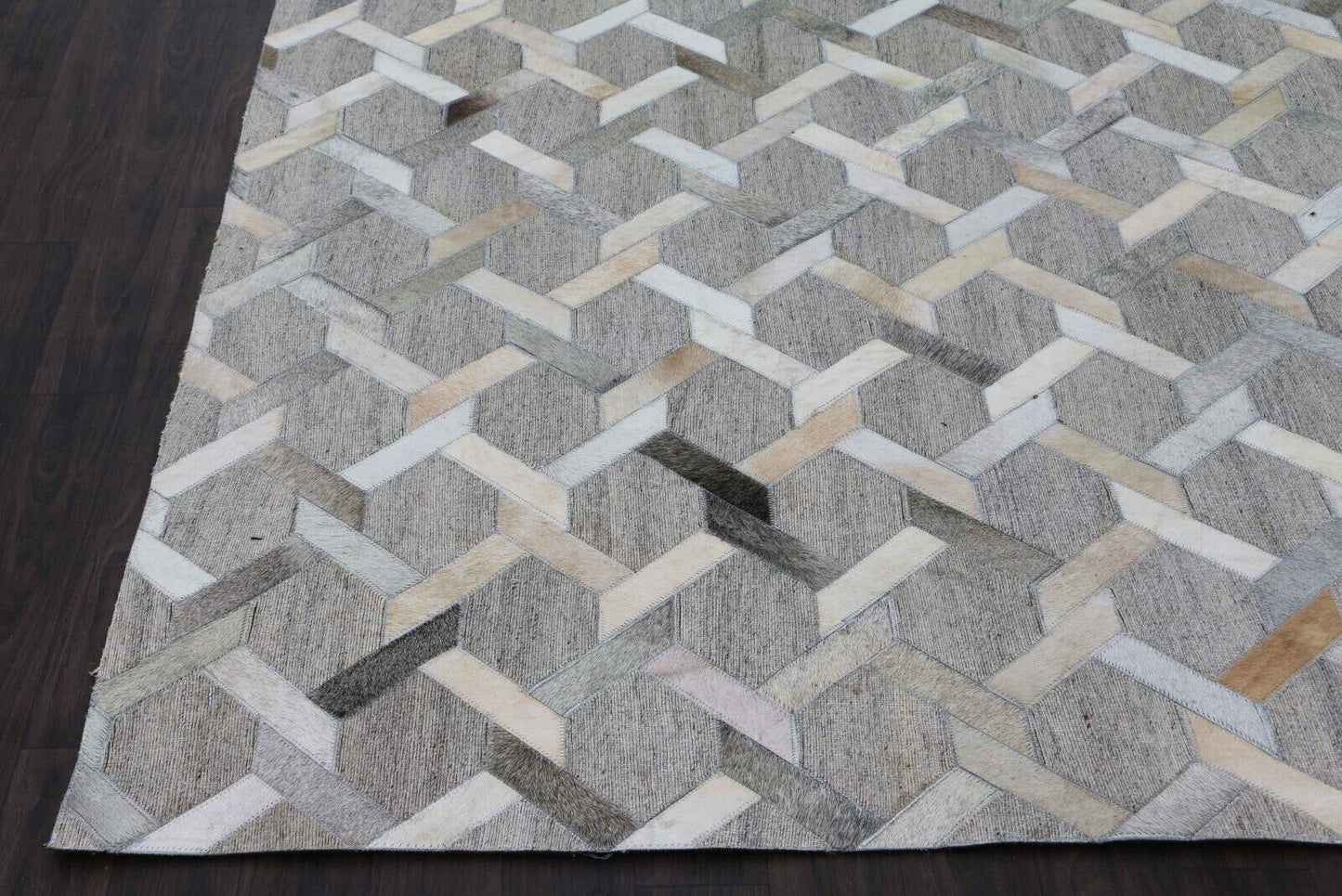 Grey Real Cowhide Patchwork Rug Carpet
