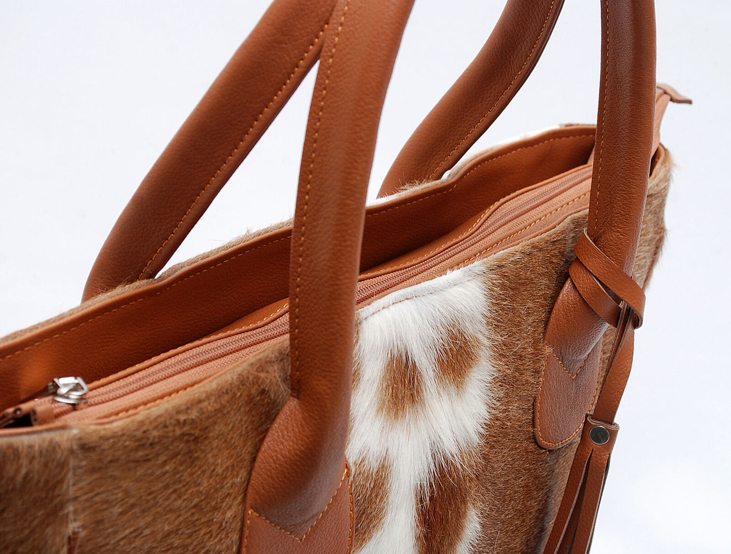 Natural Cow Hide Tote Handbag