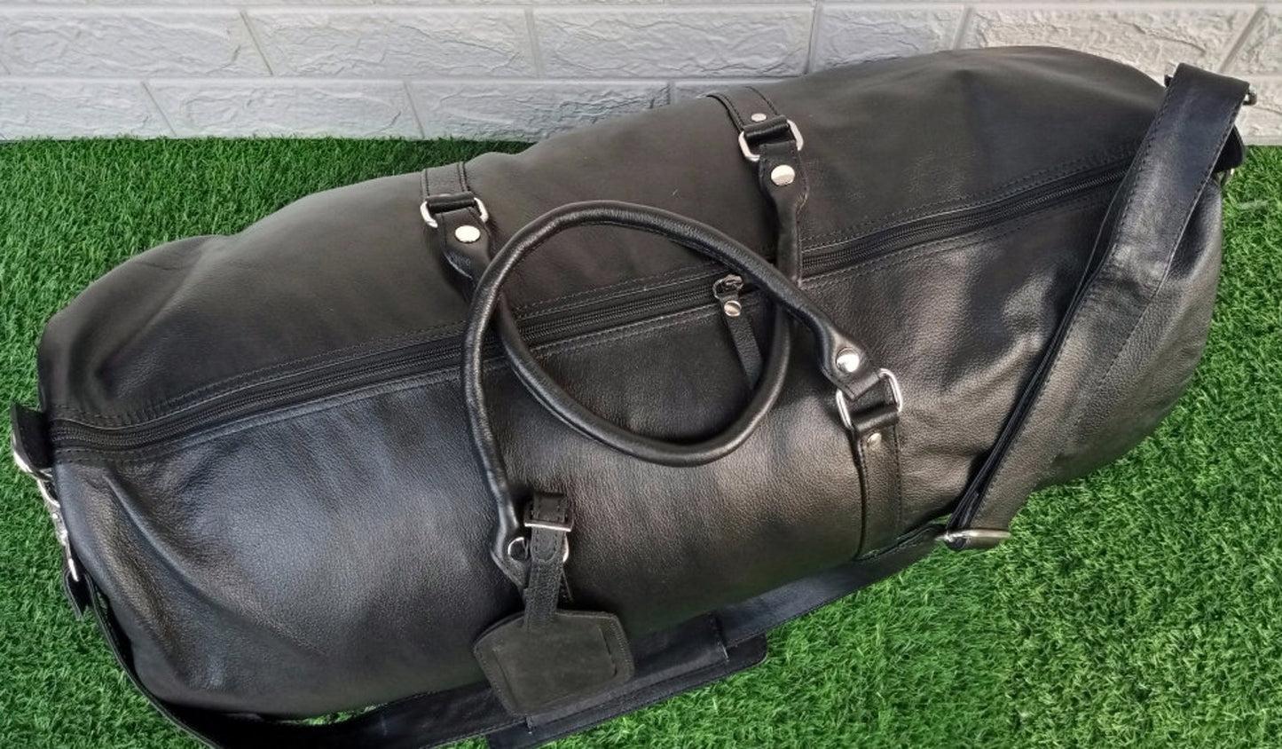 Exotic Black Leather Holdall Bag