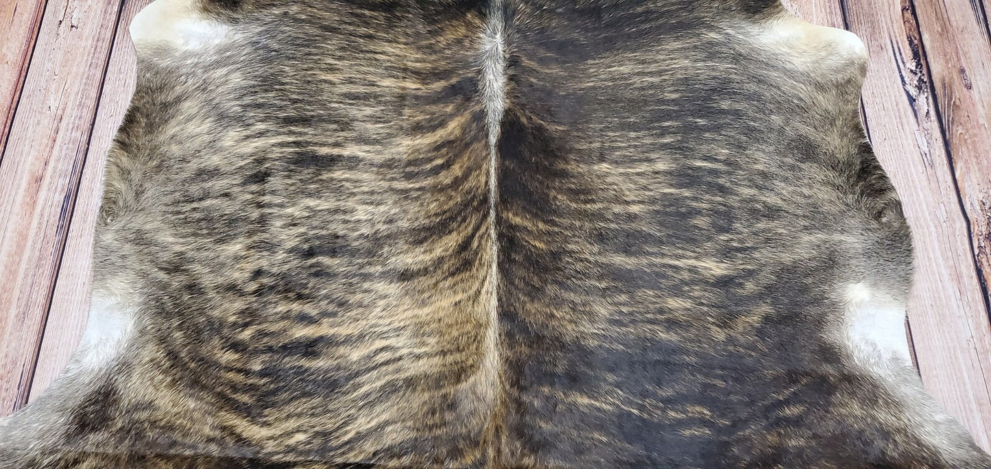 Dark Brindle Brazilian Cowhide Rug 8.3ft x 8ft
