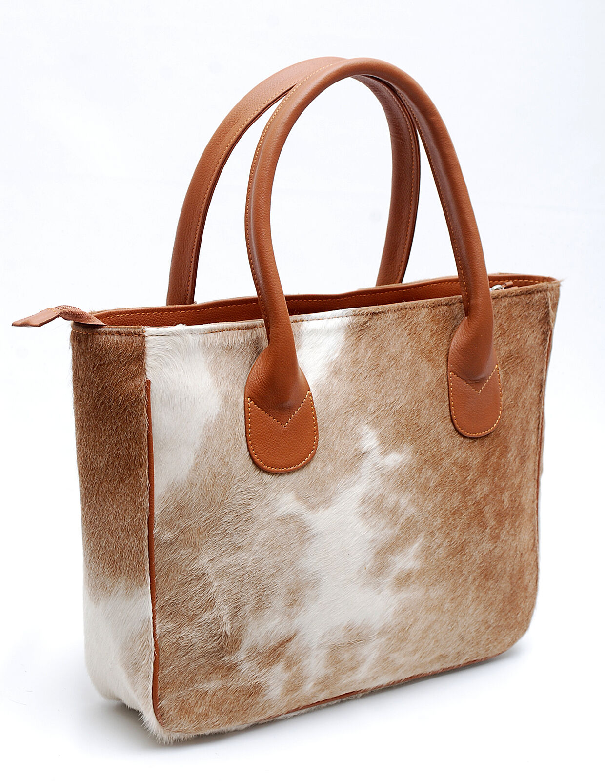 Natural Cow Hide Tote Handbag