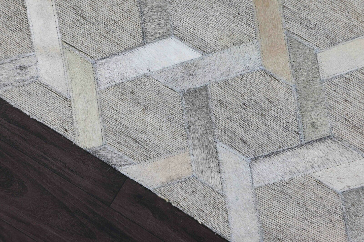 Grey Real Cowhide Patchwork Rug Carpet