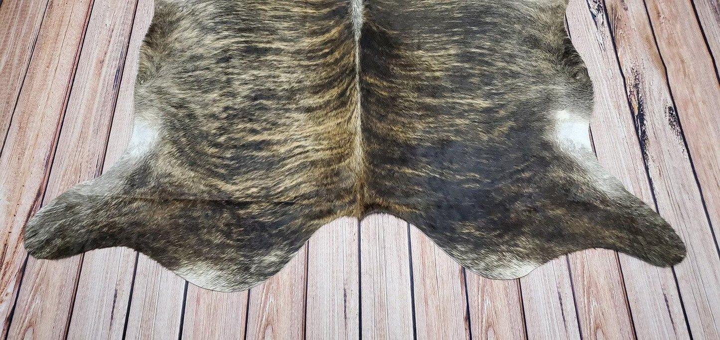 Dark Brindle Brazilian Cowhide Rug 8.3ft x 8ft