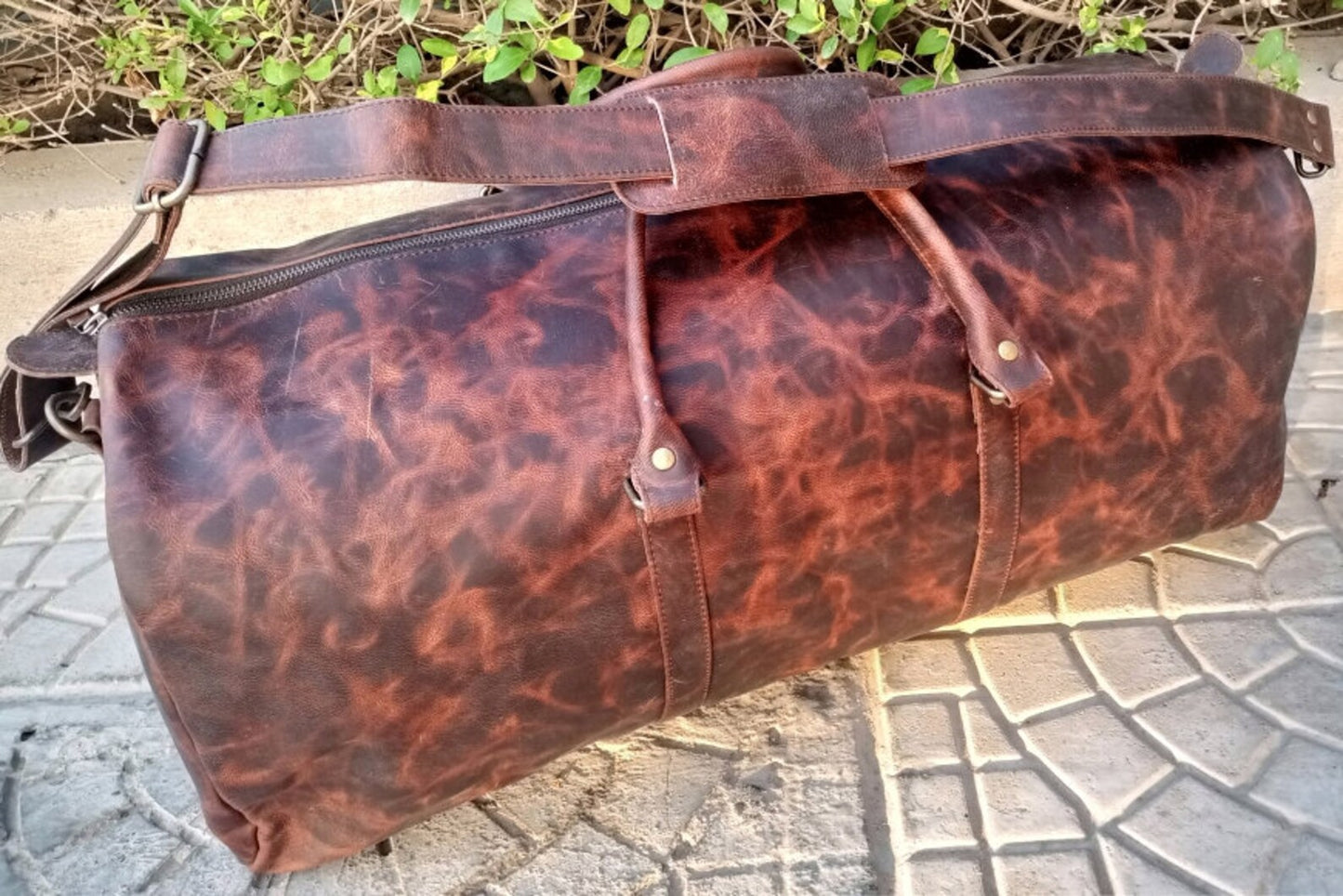 Genuine Leather Distressed Duffle Bag