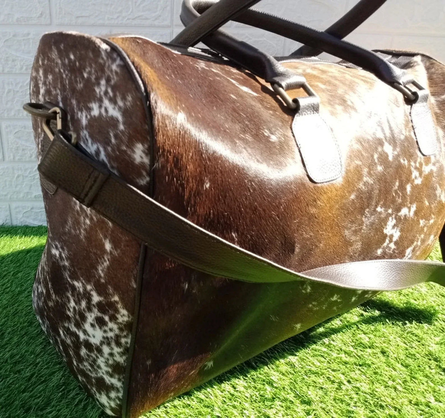 Cowhide Duffle Bag Speckled Tricolor