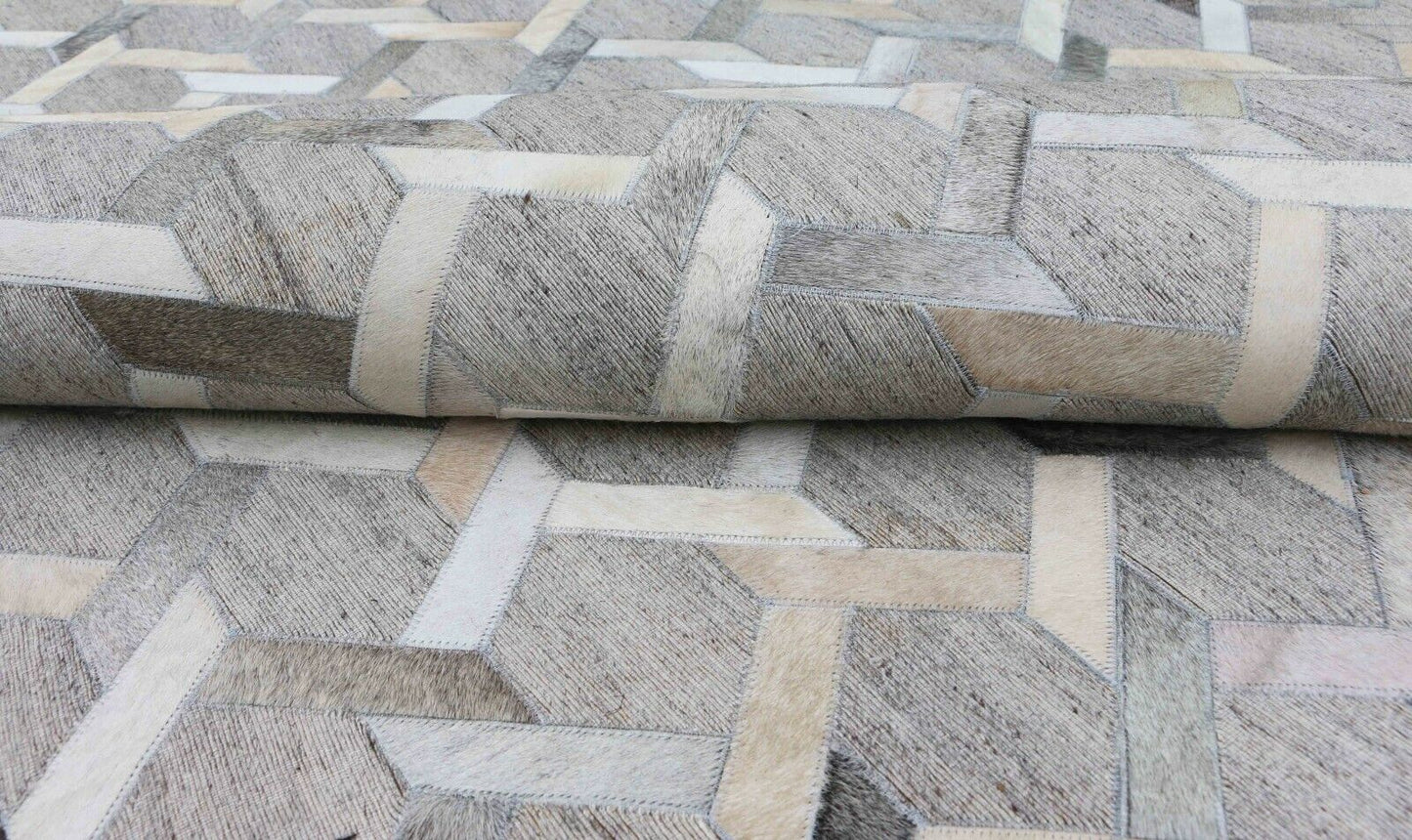 Grey Real Cowhide Patchwork Rug Carpet