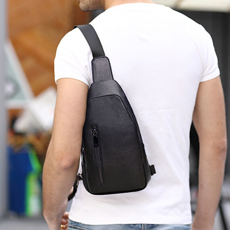 Real Leather Black Sling Bag