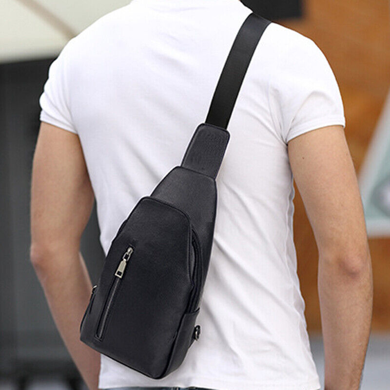 Real Leather Black Sling Bag