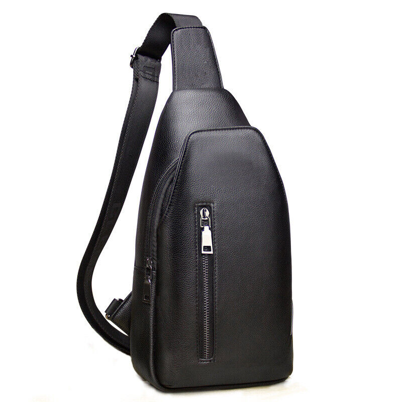 Real Leather Black Sling Bag