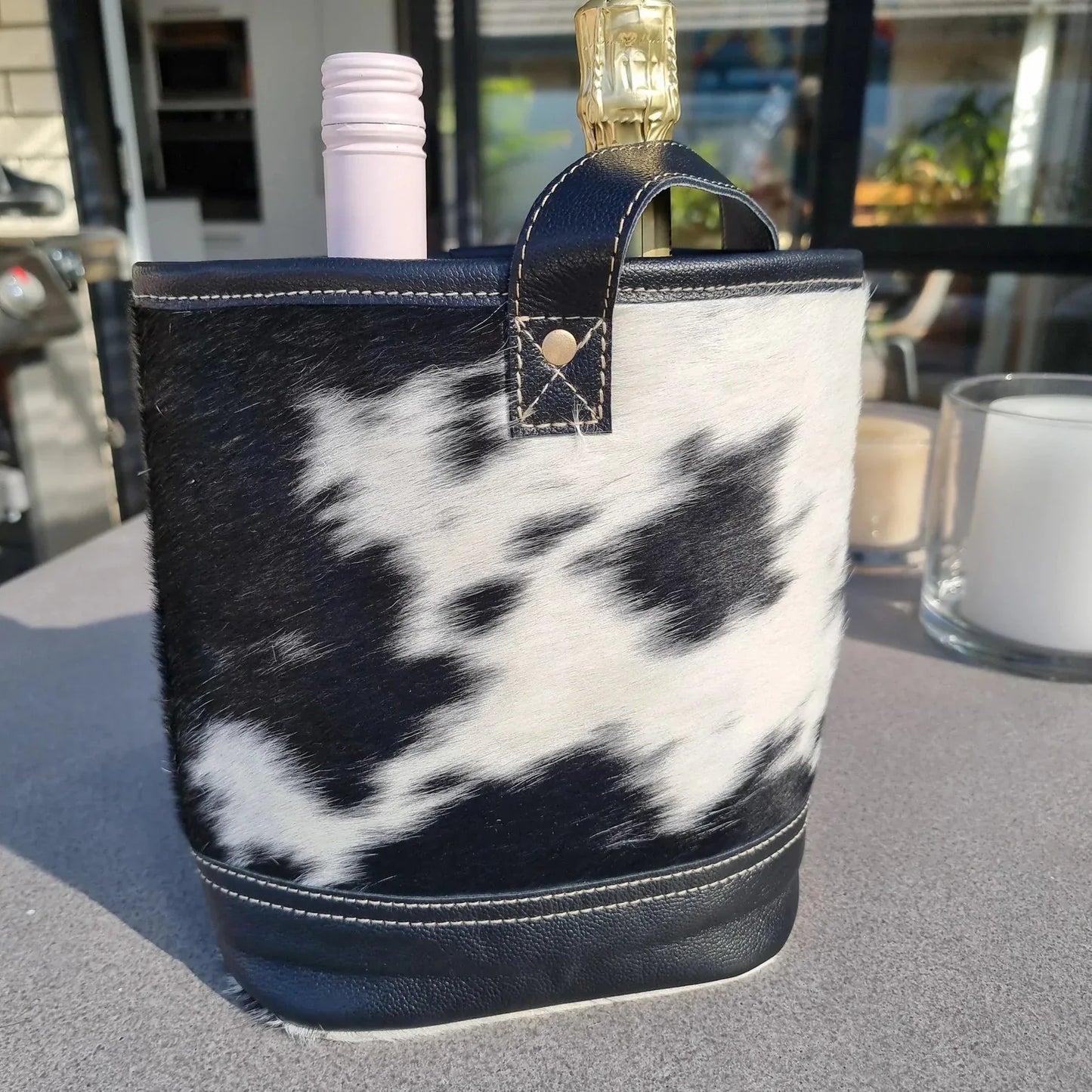 Real Cowhide Wine Bag