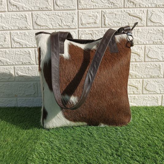 Cowhide Shoulder Bucket Purse