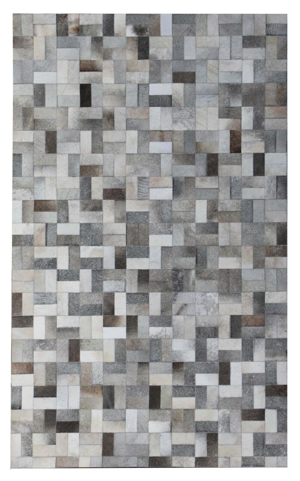 Real Cowhide Patchwork Rich Grey