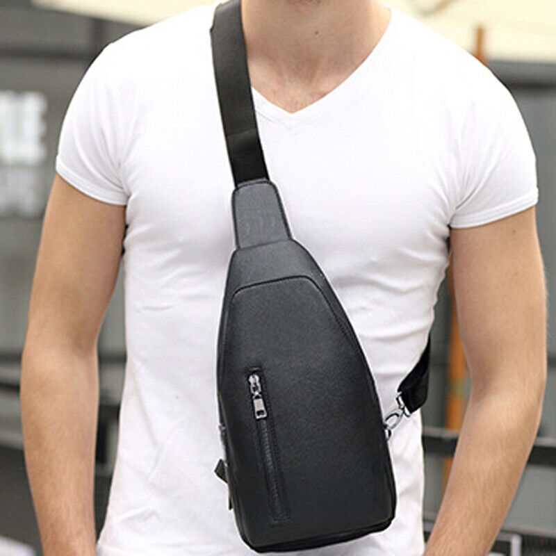 Real Leather Black Sling Bag