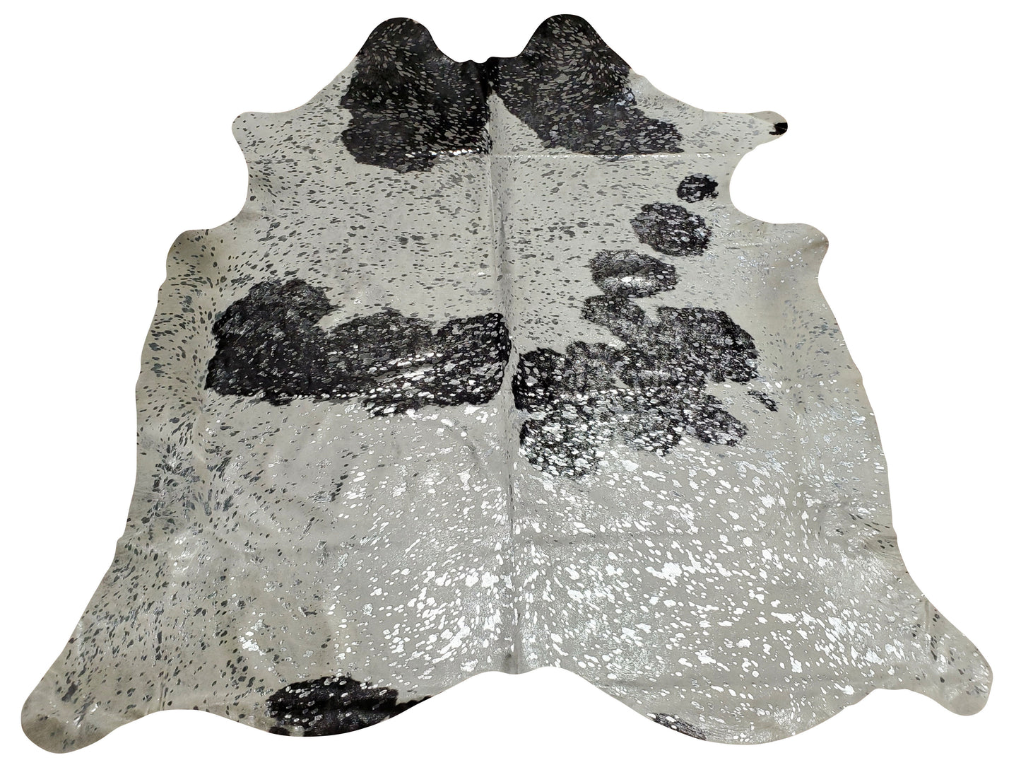 Brazilian Metallic Silver Cowhide Rug 82 X 75 Inches