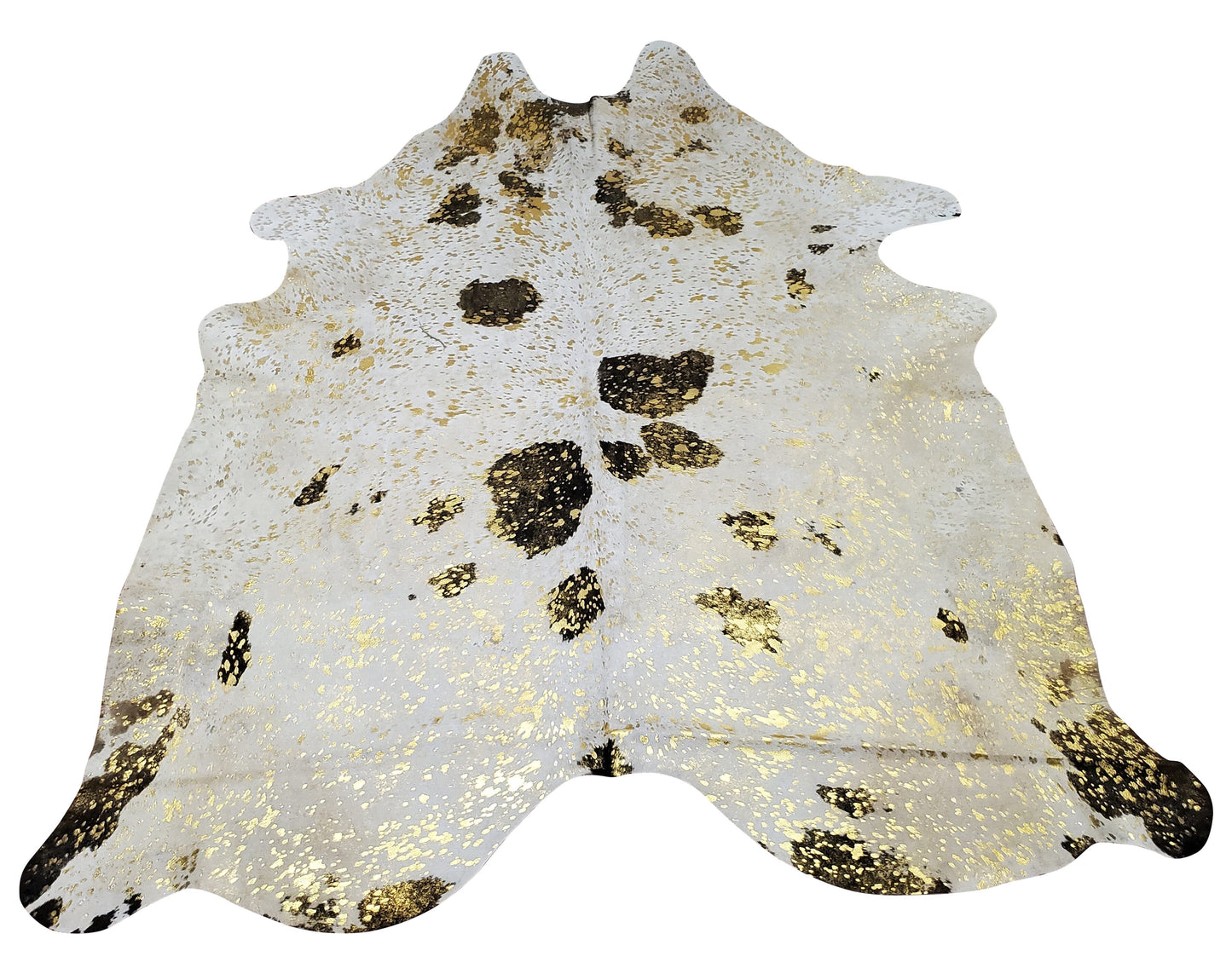 Large Bright Metallic Cowhide Rug 7.6ft x 6.3ft