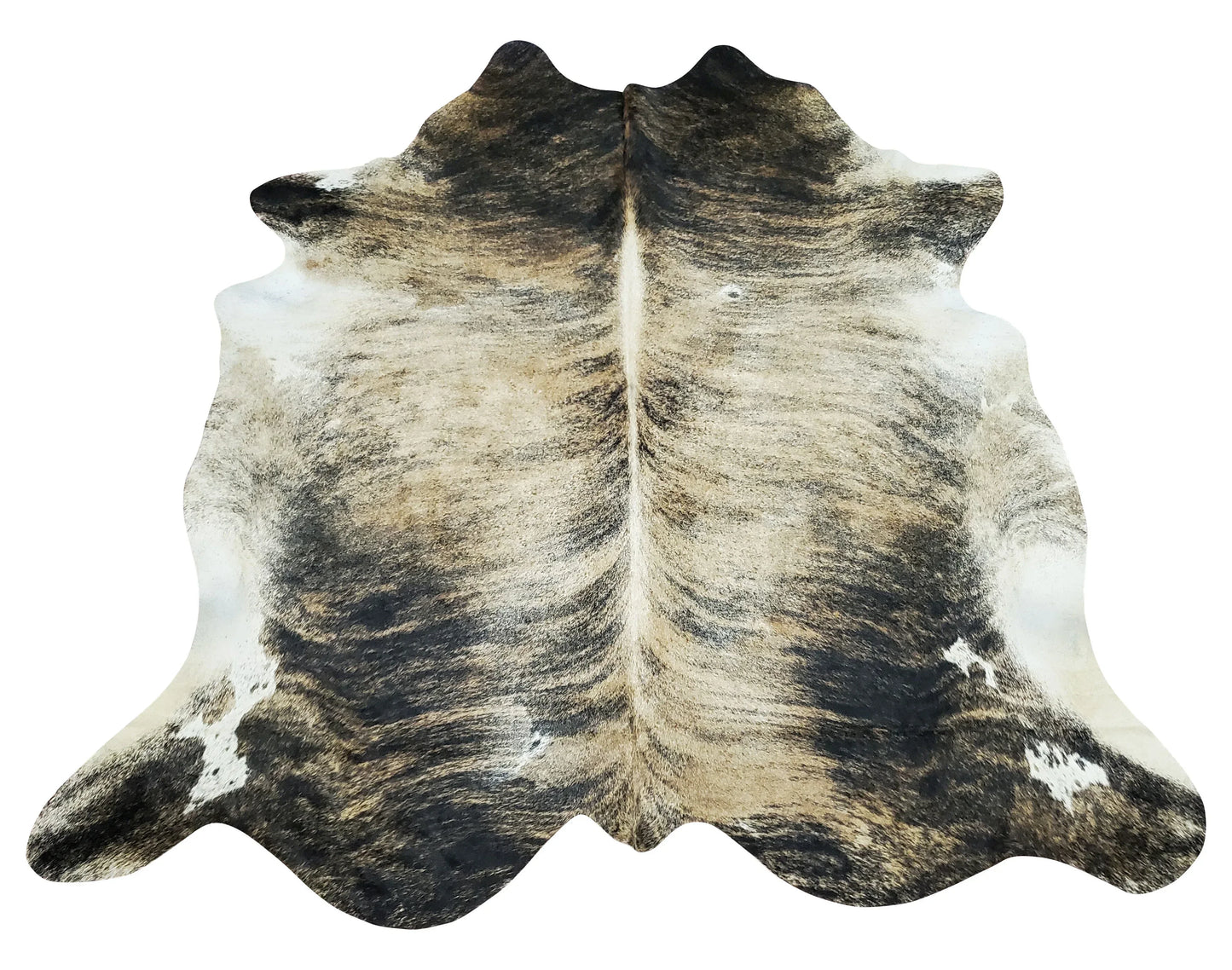 Large Brazilian Grey Tricolor Brindle Cowhide Rug 6.6ft x 6.2ft