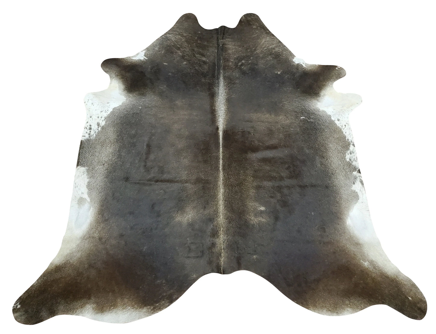 Large Brazilian Tri Color Cowhide Rug 7ft x 6.5ft