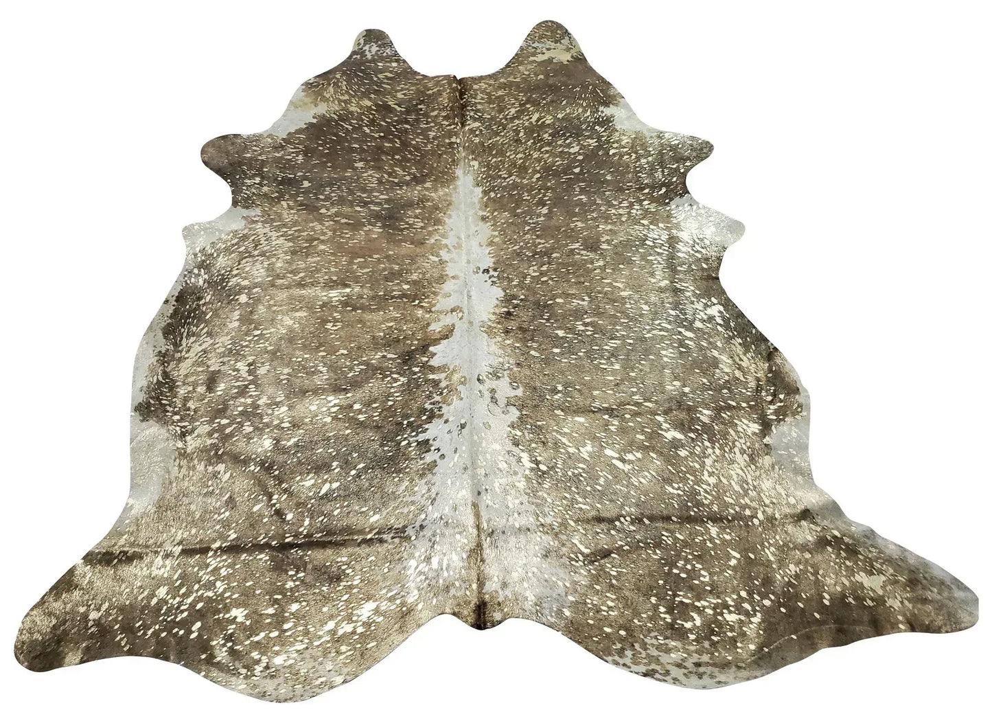 Rustic Brown Gold Cowhide Rug 7.25ft x 6ft