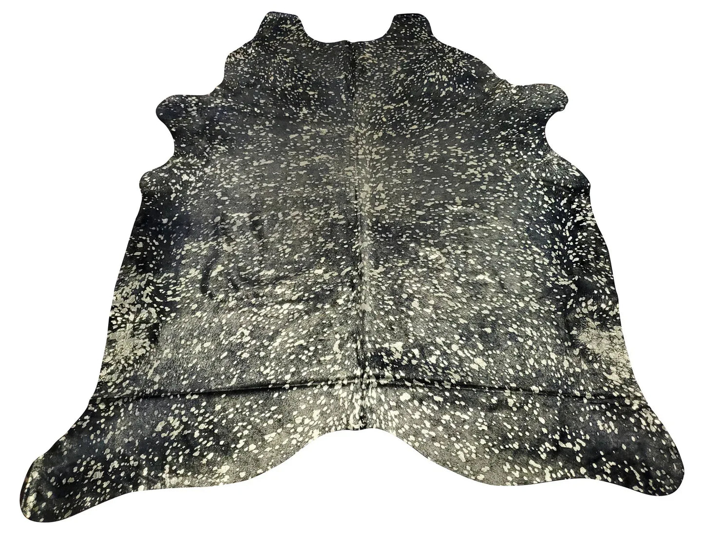 Black Gold Metallic Cowhide Rug 6.6ft x 6ft
