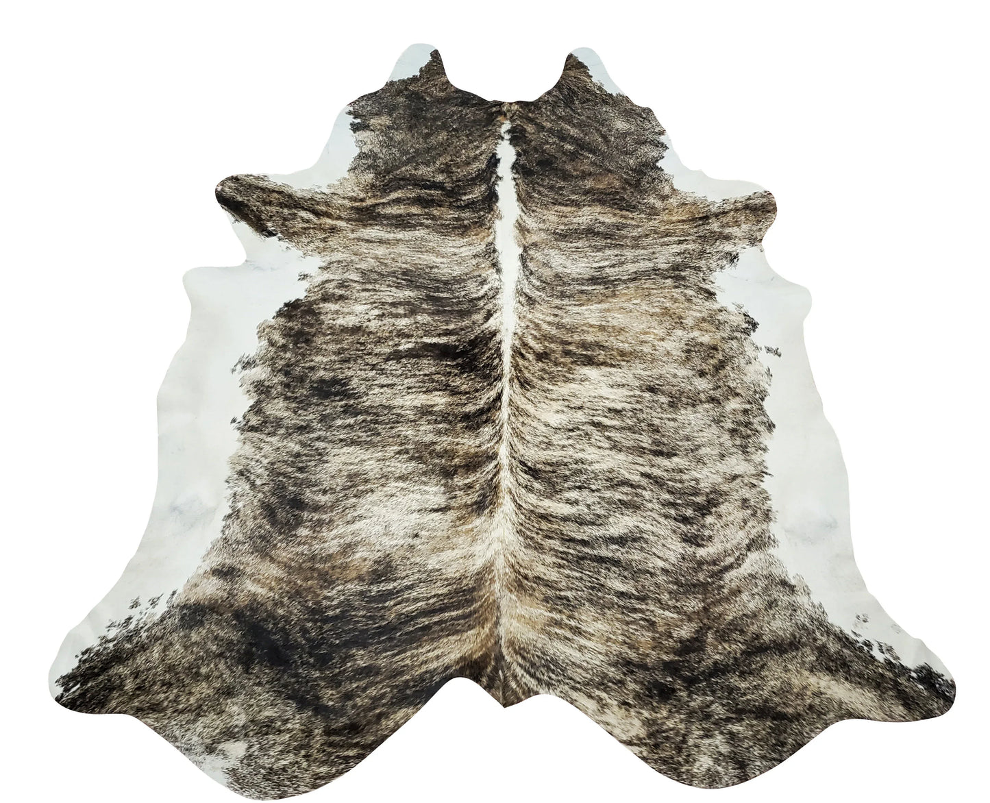 Extra Large Tricolor Brindle Cowhide Rug 7.8ft X 6.5ft