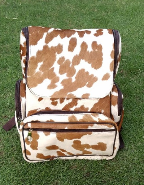 Cowhide Diaper Bag Brown White