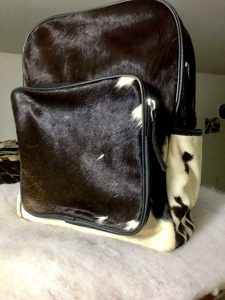 Cowhide women backpack fashion purse work backpacking laptop nurse travel outfit cow skin fringe